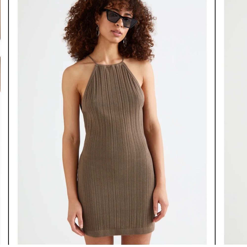 & Other Stories Textured Halter mini dress